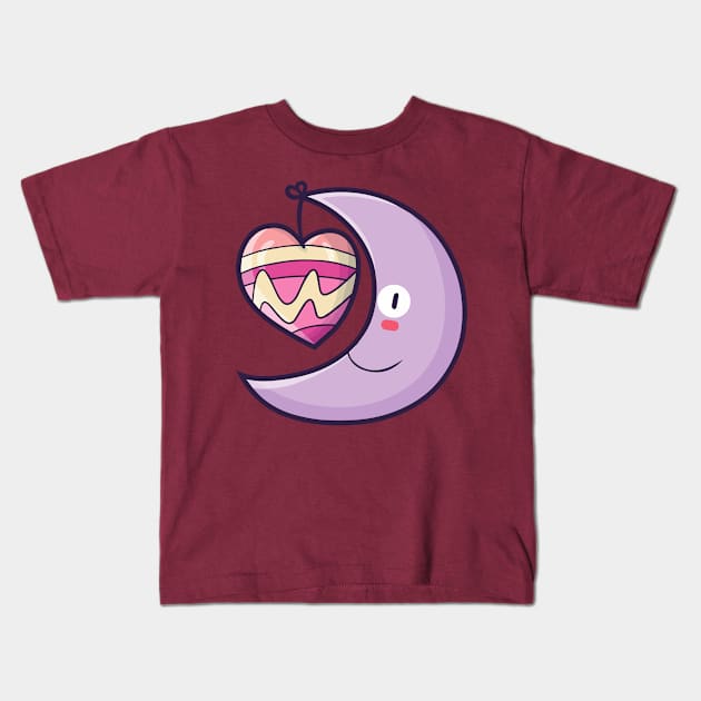 Moon Heart Kids T-Shirt by Jocularity Art